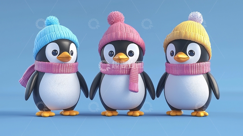 高清大图下载【趣麦麦图】戴帽子的企鹅