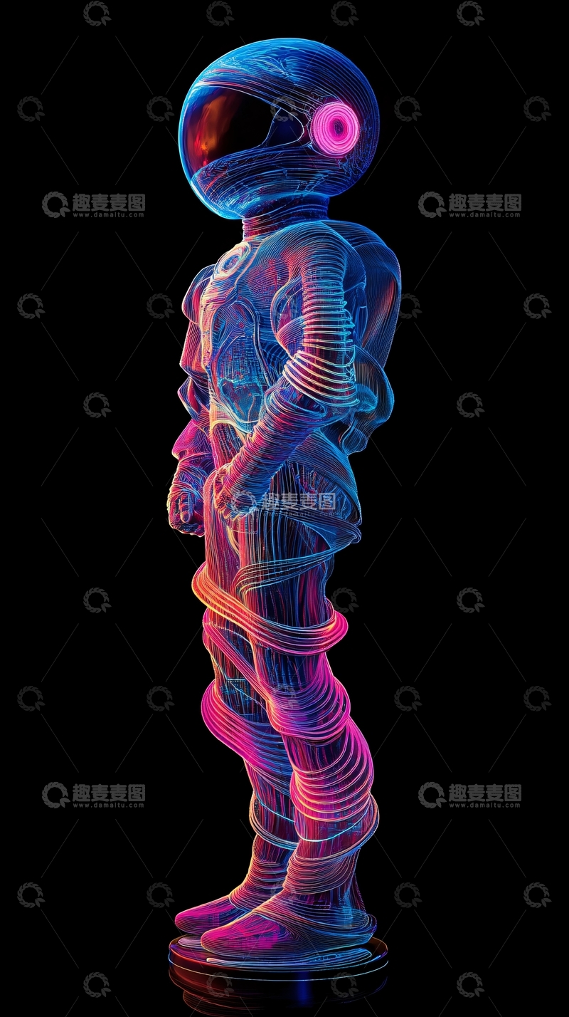 高清大图下载【趣麦麦图】炫彩太空人侧身像