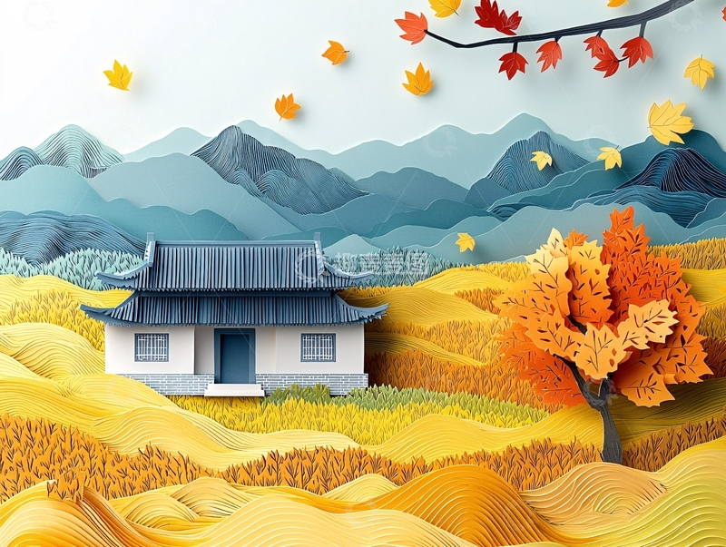高清大图下载【趣麦麦图】秋日山间小屋的宁静