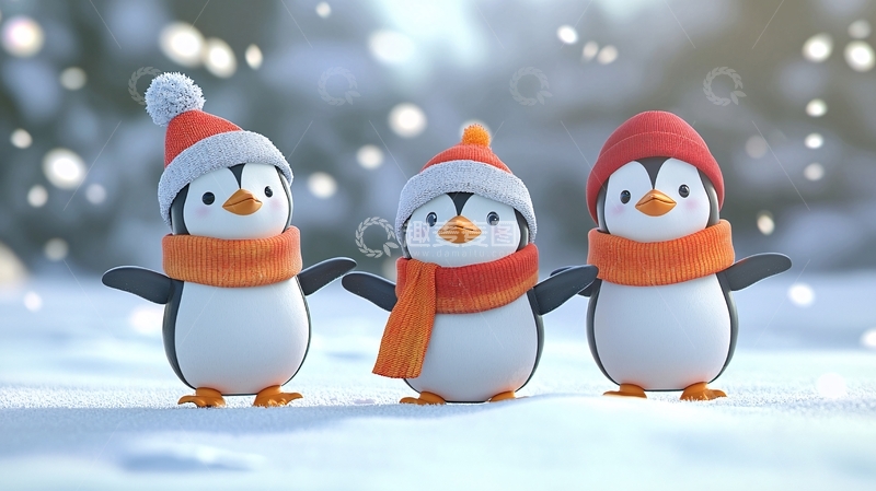 高清大图下载【趣麦麦图】戴帽子的企鹅