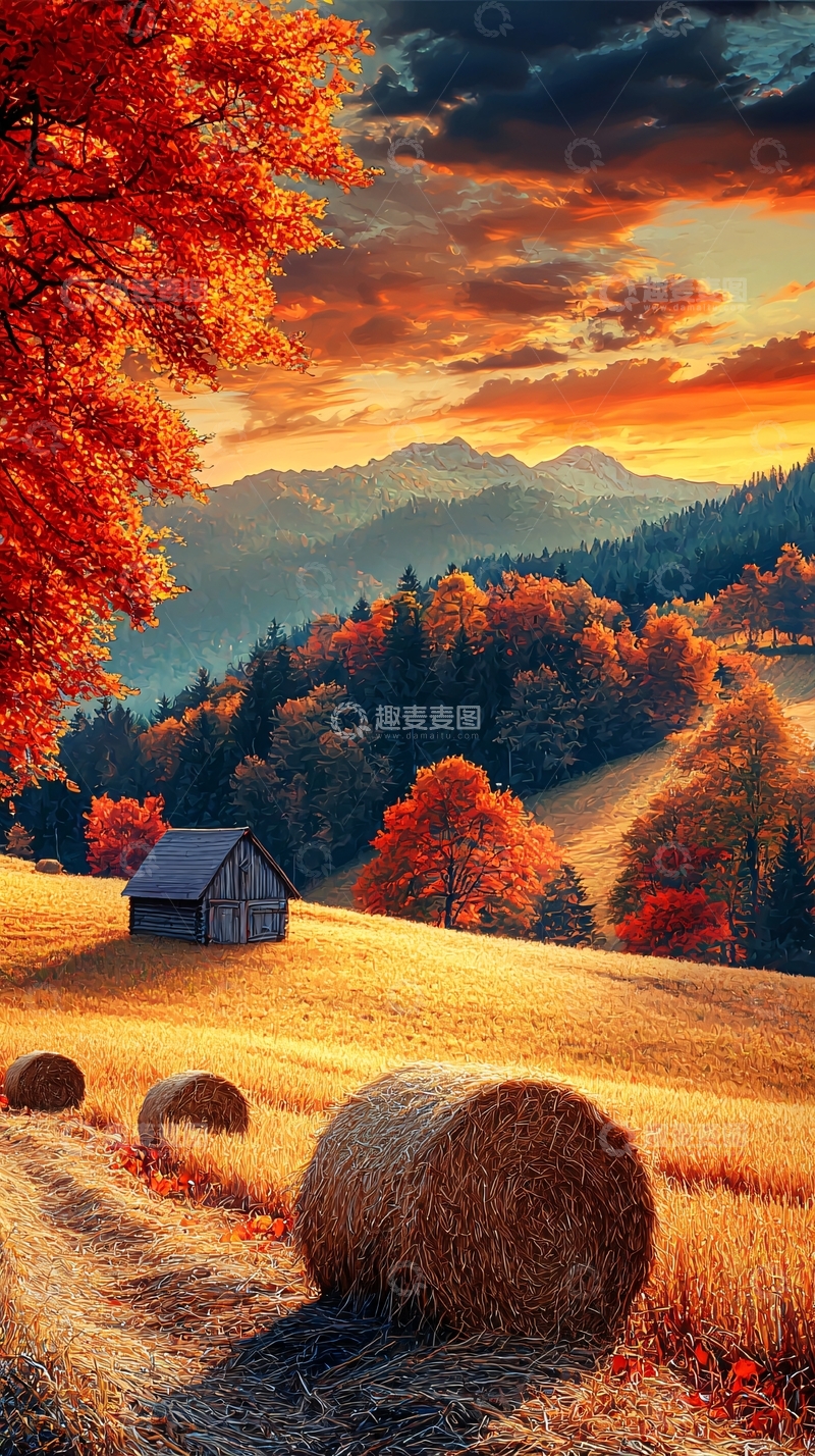 高清大图下载【趣麦麦图】秋日乡村田园风光