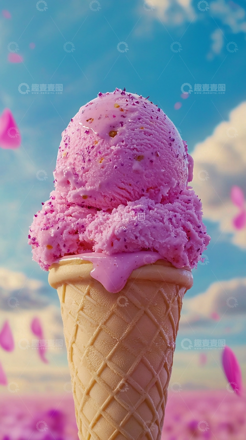 高清大图下载【趣麦麦图】粉色冰淇淋甜筒