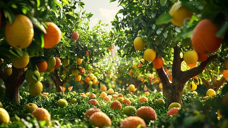 高清大图下载【趣麦麦图】阳光充足的果园