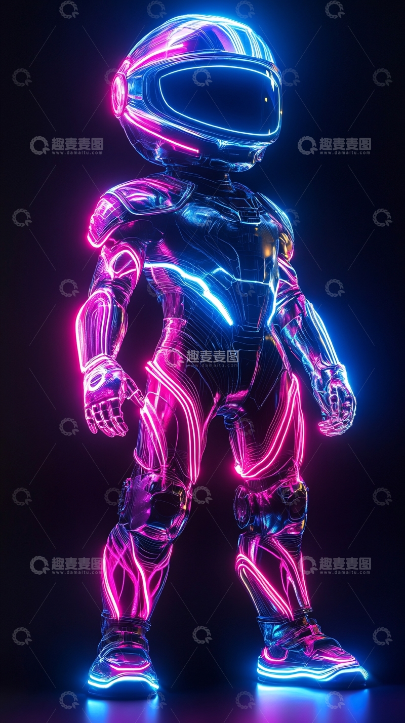 高清大图下载【趣麦麦图】科幻风格发光机器人