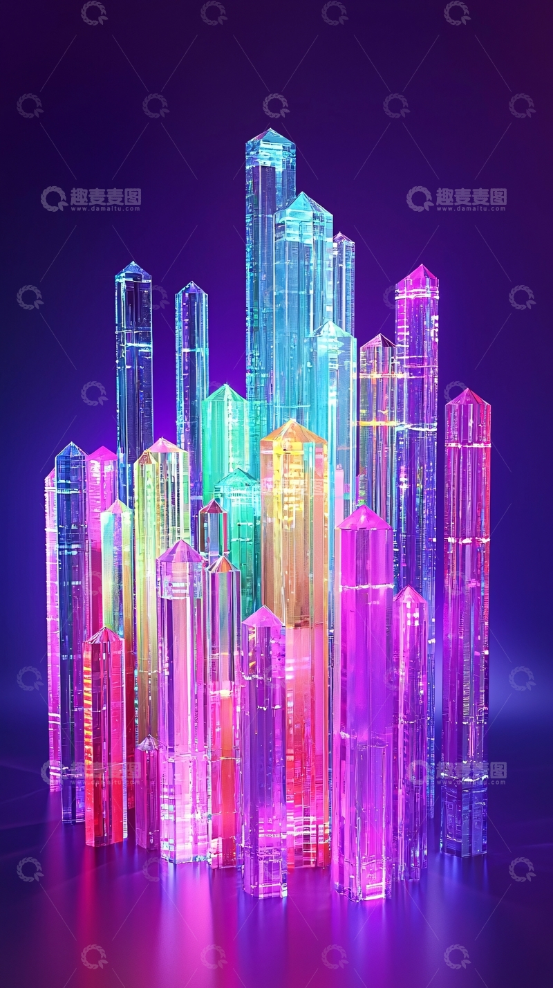 高清大图下载【趣麦麦图】彩色水晶城市
