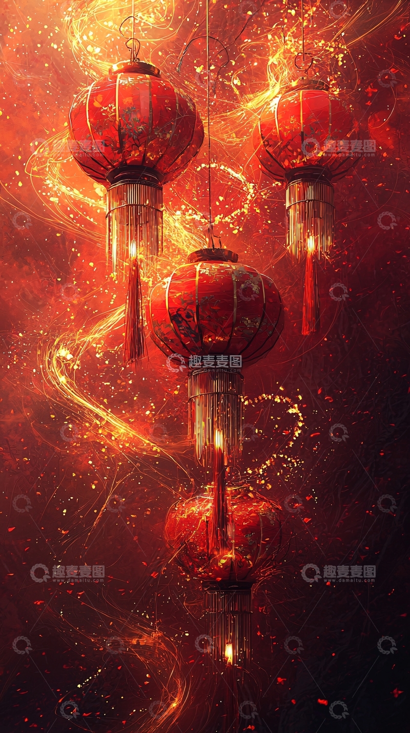 高清大图下载【趣麦麦图】红色灯笼悬挂