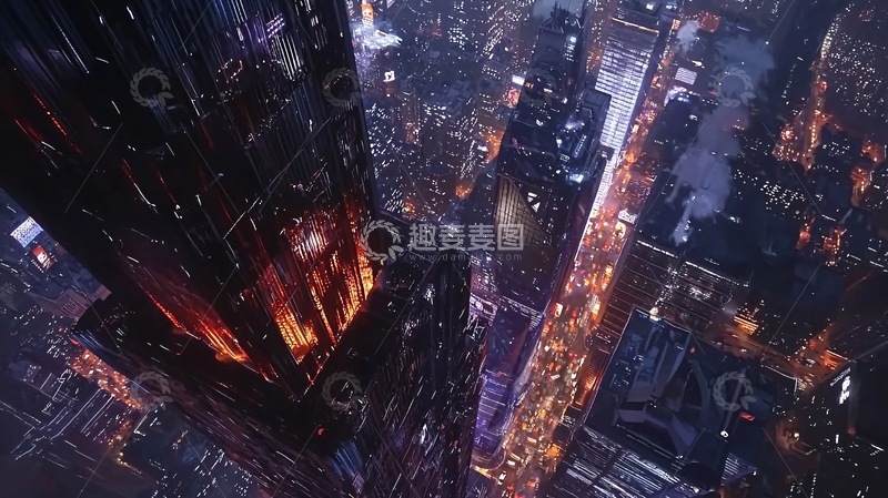 高清大图下载【趣麦麦图】高楼大厦夜景俯瞰图
