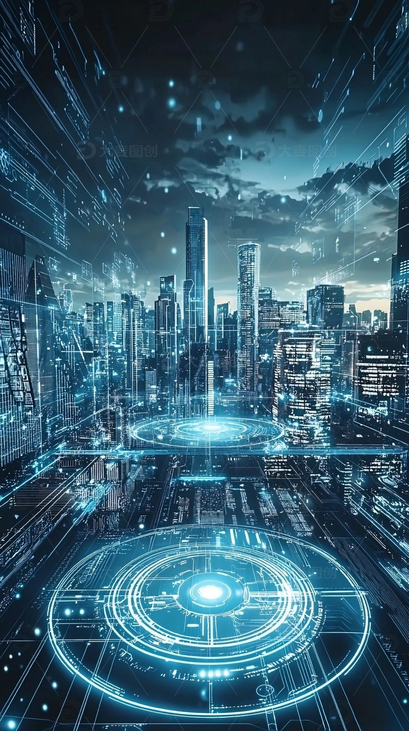 高清大图下载【趣麦麦图】未来科技感城市夜景