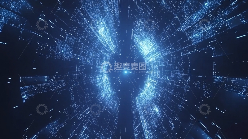高清大图下载【趣麦麦图】蓝色数据流光隧道