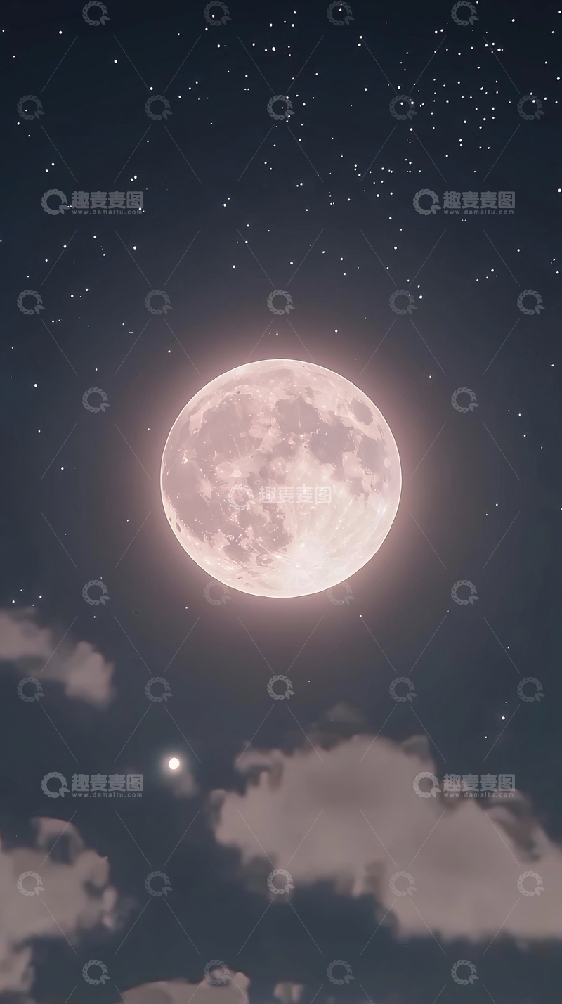 高清大图下载【趣麦麦图】粉色月亮