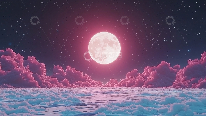 高清大图下载【趣麦麦图】粉色月亮