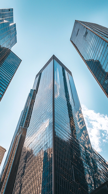 仰视视角下的摩天大楼