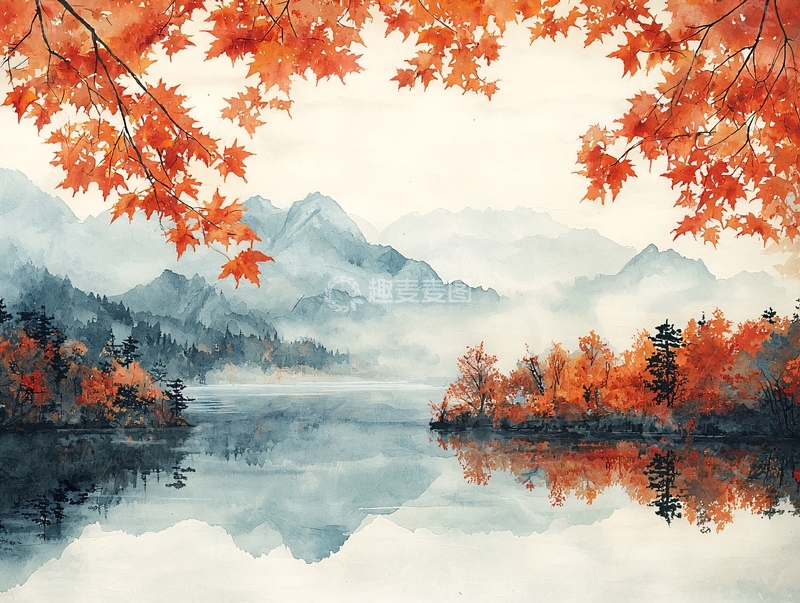 高清大图下载【趣麦麦图】水墨山水秋意正浓