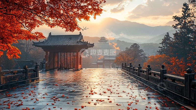 高清大图下载【趣麦麦图】秋日寺庙景观