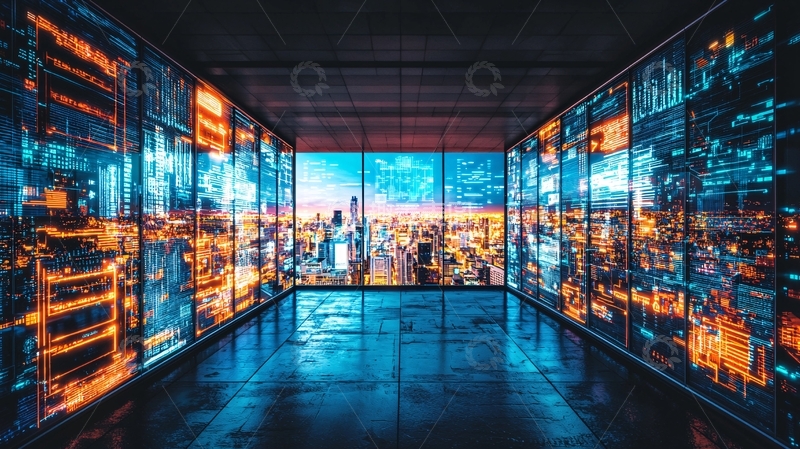 高清大图下载【趣麦麦图】都市夜景服务器机房