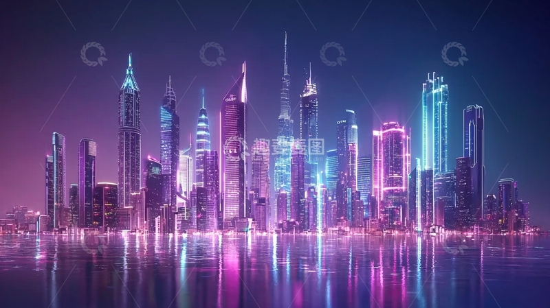 高清大图下载【趣麦麦图】-霓虹灯下的都市夜景