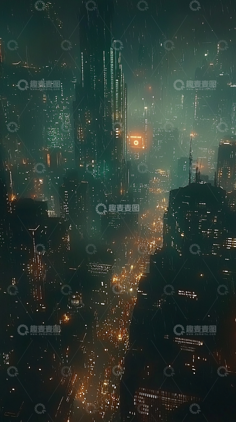 高清大图下载【趣麦麦图】黑暗未来都市夜景