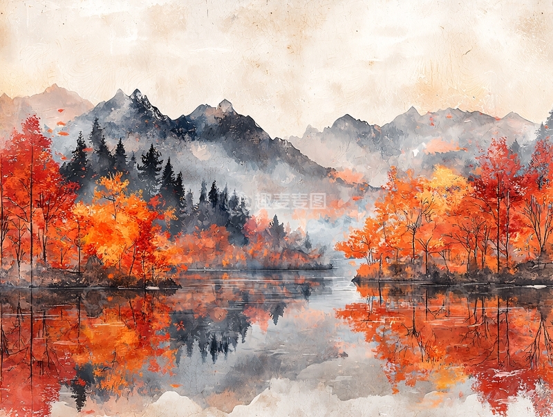 高清大图下载【趣麦麦图】秋日山湖景色