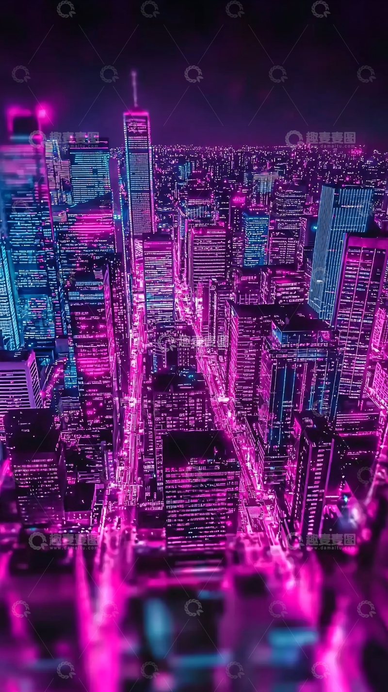 高清大图下载【趣麦麦图】夜景城市俯瞰图