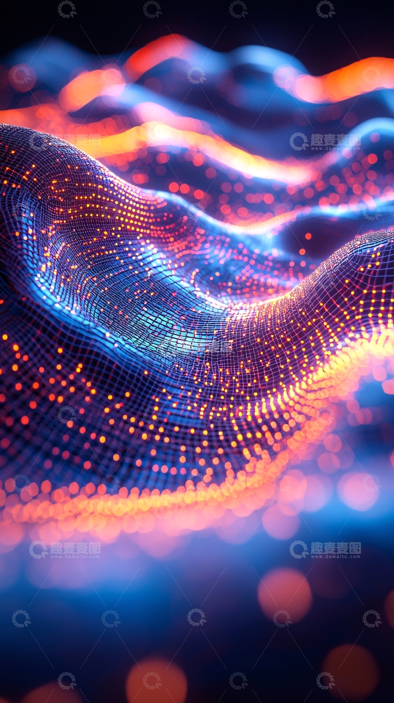 高清大图下载【趣麦麦图】蓝色和橙色的波浪形点阵图案