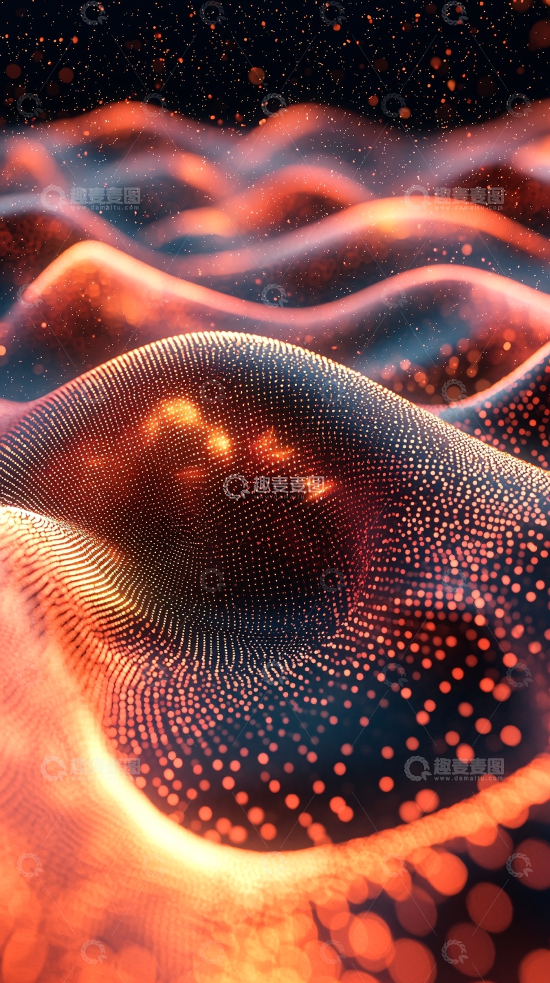 高清大图下载【趣麦麦图】橙色光点组成的抽象波浪