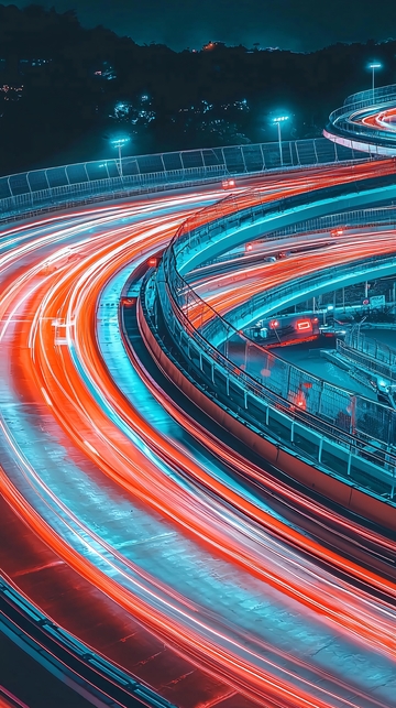 夜景高速公路环线光轨