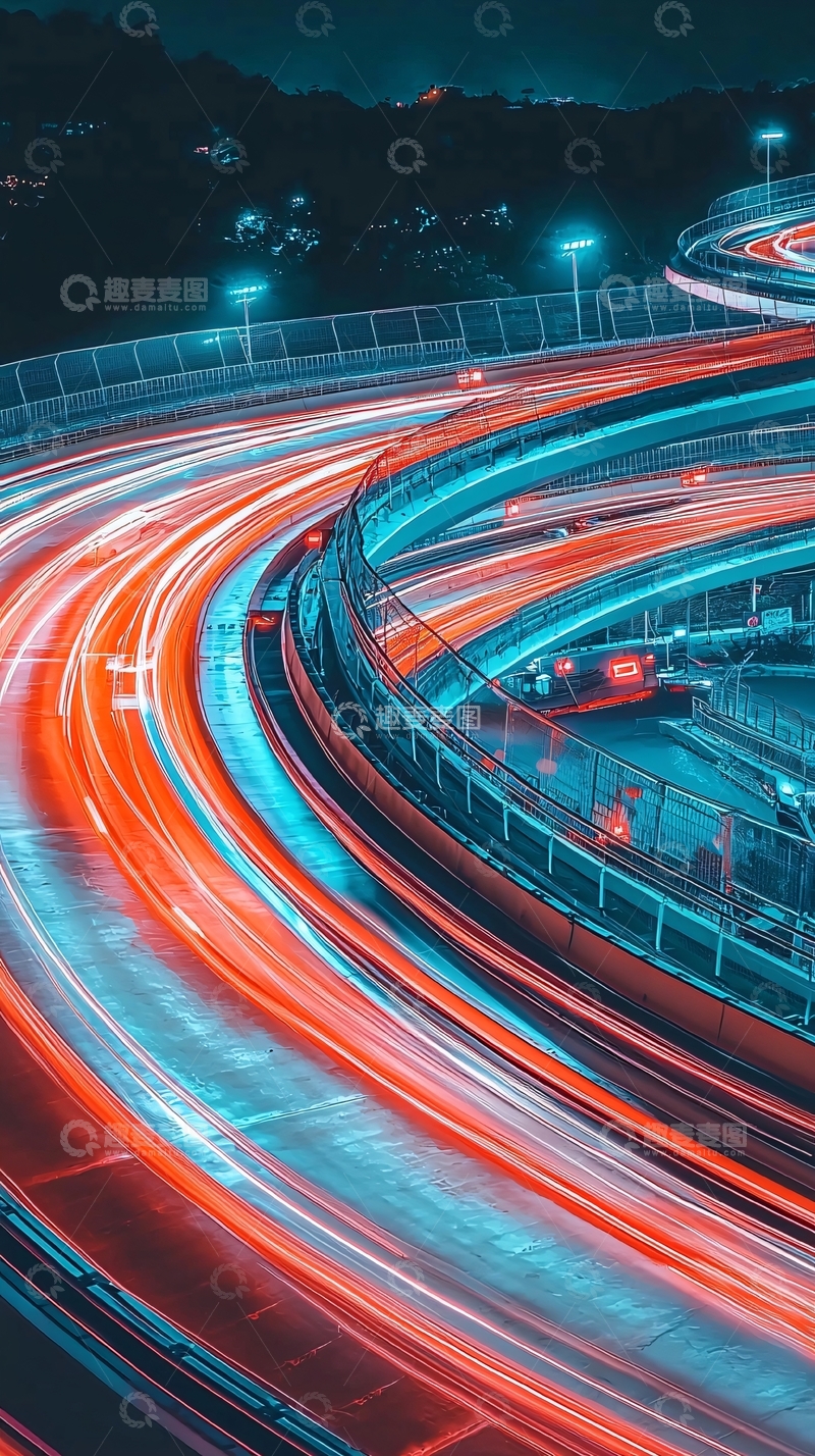 高清大图下载【趣麦麦图】夜景高速公路环线光轨