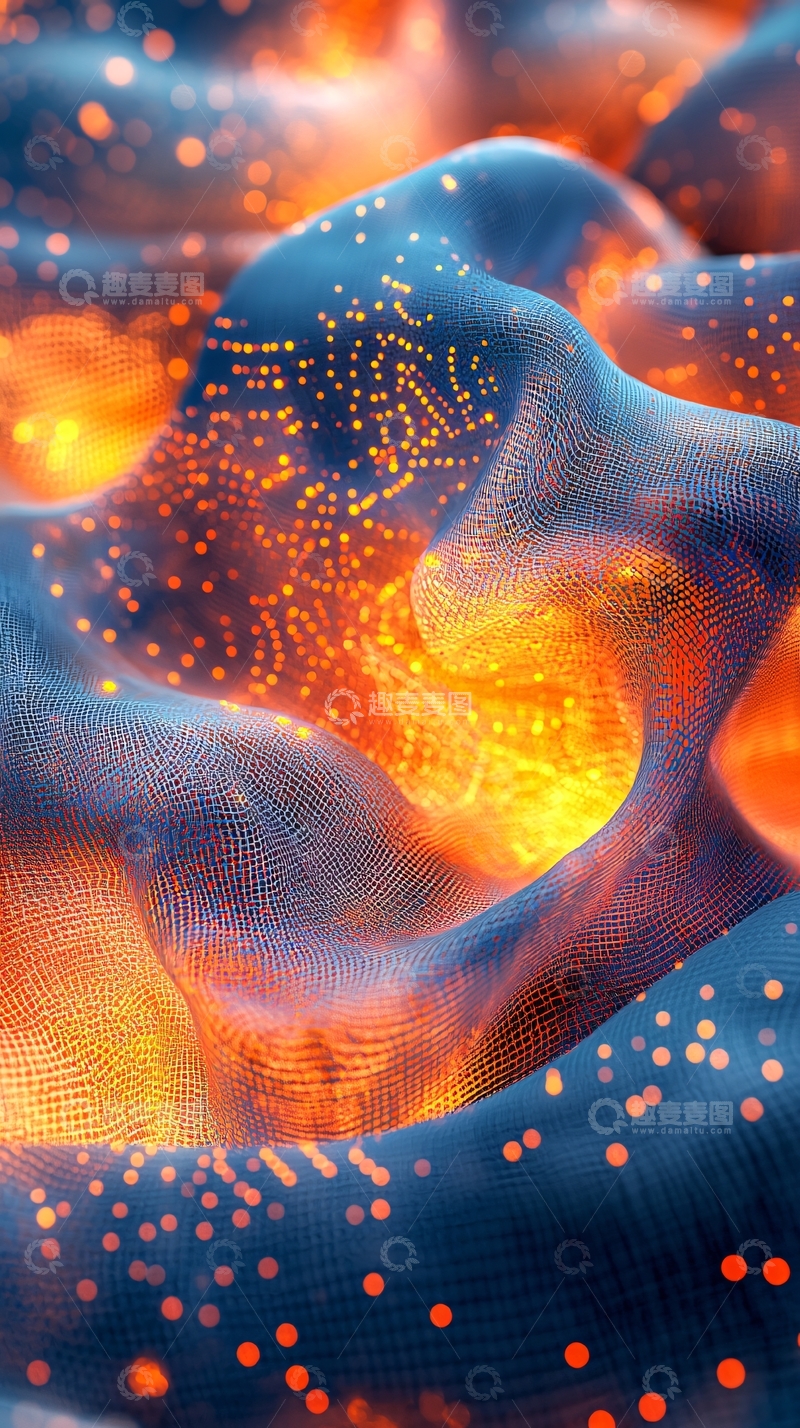 高清大图下载【趣麦麦图】蓝色橙色光晕纹理背景