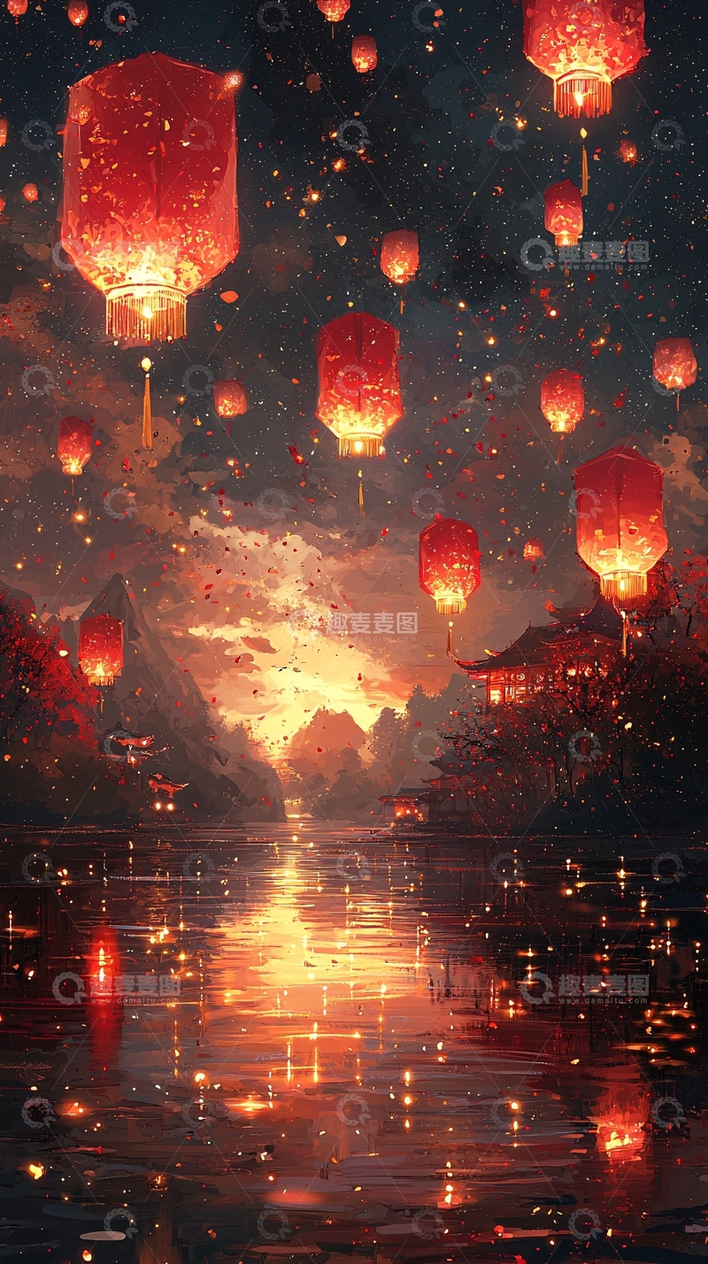 高清大图下载【趣麦麦图】节日庆典的灯笼
