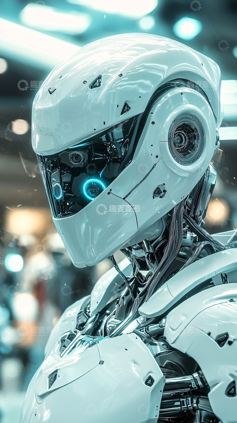 高清大图下载【趣麦麦图】未来科技感白色机器人