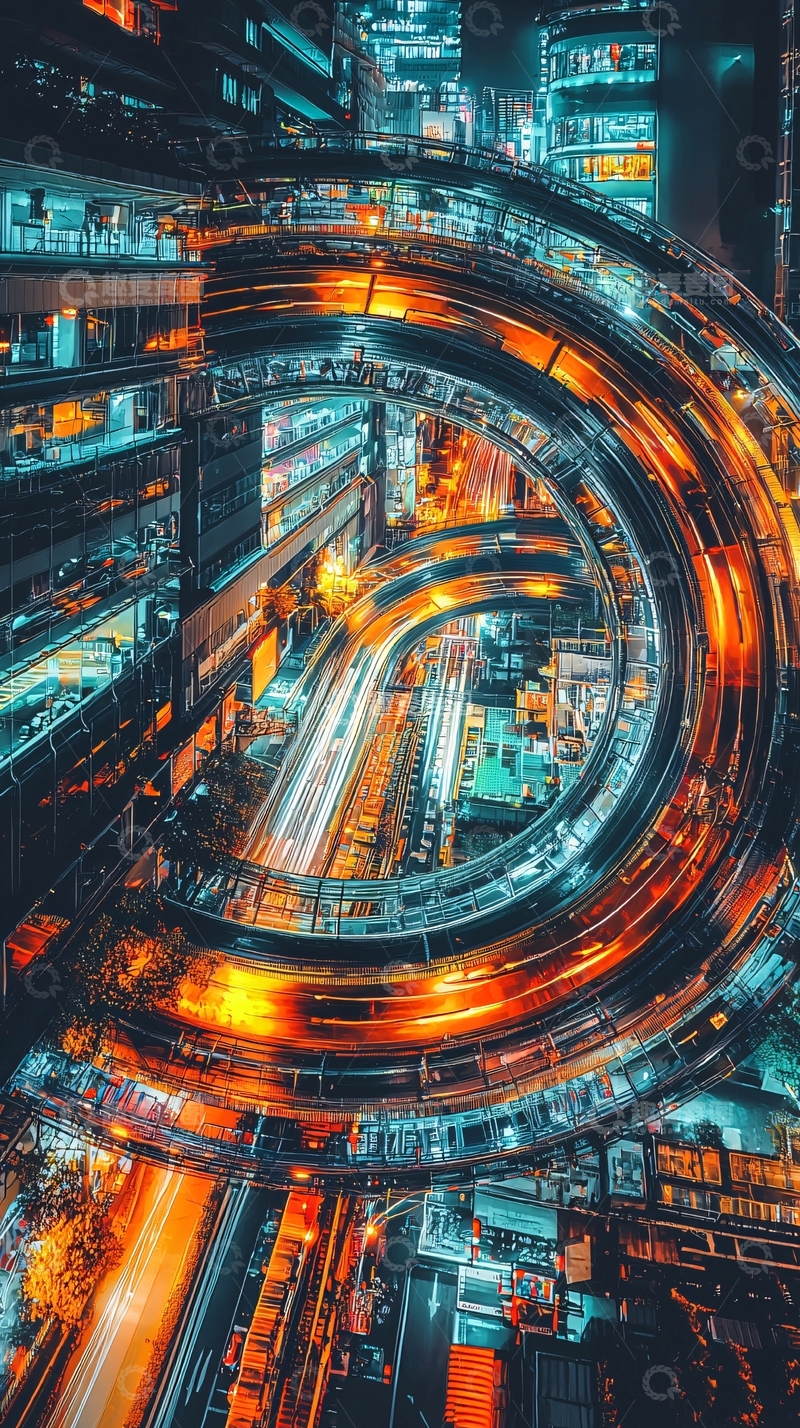 高清大图下载【趣麦麦图】夜景城市高速环线