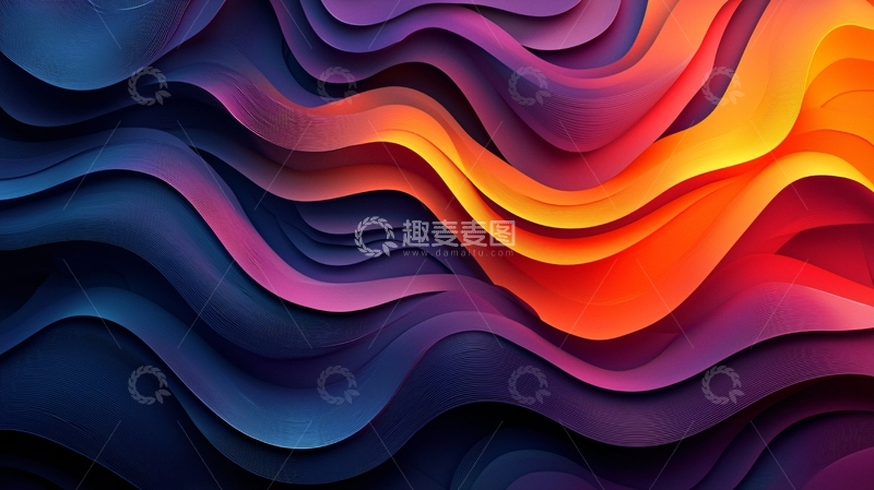 高清大图下载【趣麦麦图】抽象彩色波浪背景