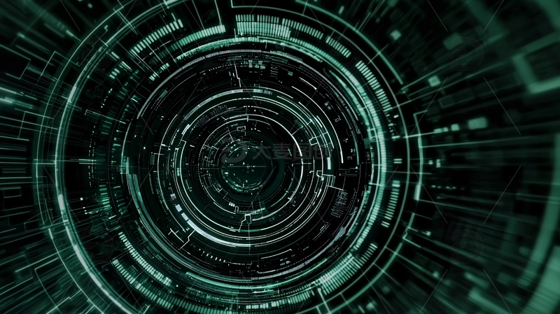 高清大图下载【趣麦麦图】科技感绿色环状隧道