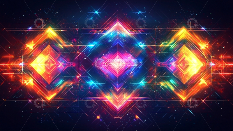 高清大图下载【趣麦麦图】彩色光线菱形图案