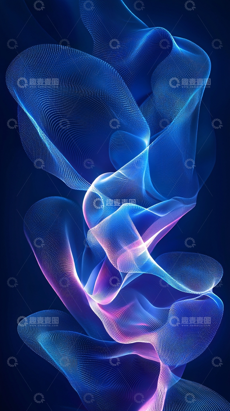 高清大图下载【趣麦麦图】流动蓝色光线缠绕