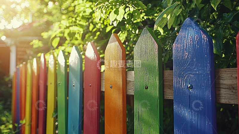 高清大图下载【趣麦麦图】彩色木栅栏