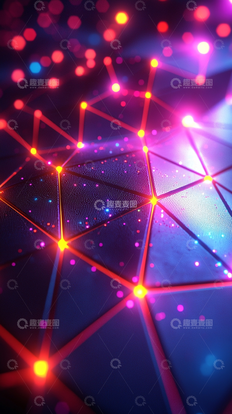 高清大图下载【趣麦麦图】绚丽多彩的几何网络
