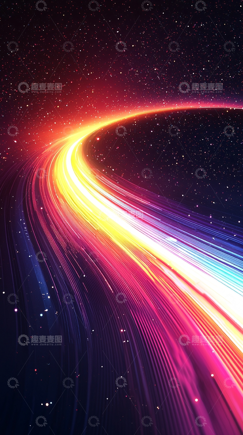 高清大图下载【趣麦麦图】绚丽光线在黑暗中流动