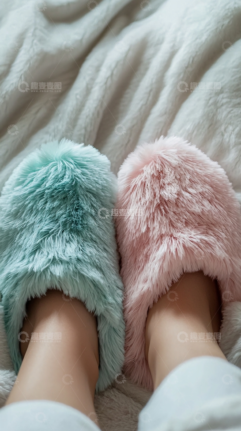 高清大图下载【趣麦麦图】毛绒拖鞋