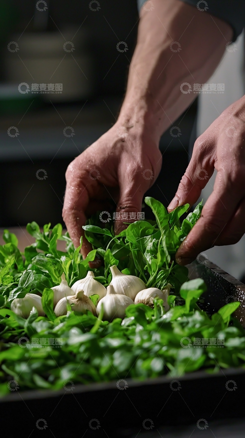 高清大图下载【趣麦麦图】-厨师准备食材