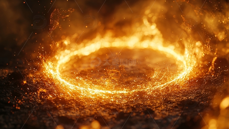 高清大图下载【趣麦麦图】燃烧的圆环火焰陨石坑