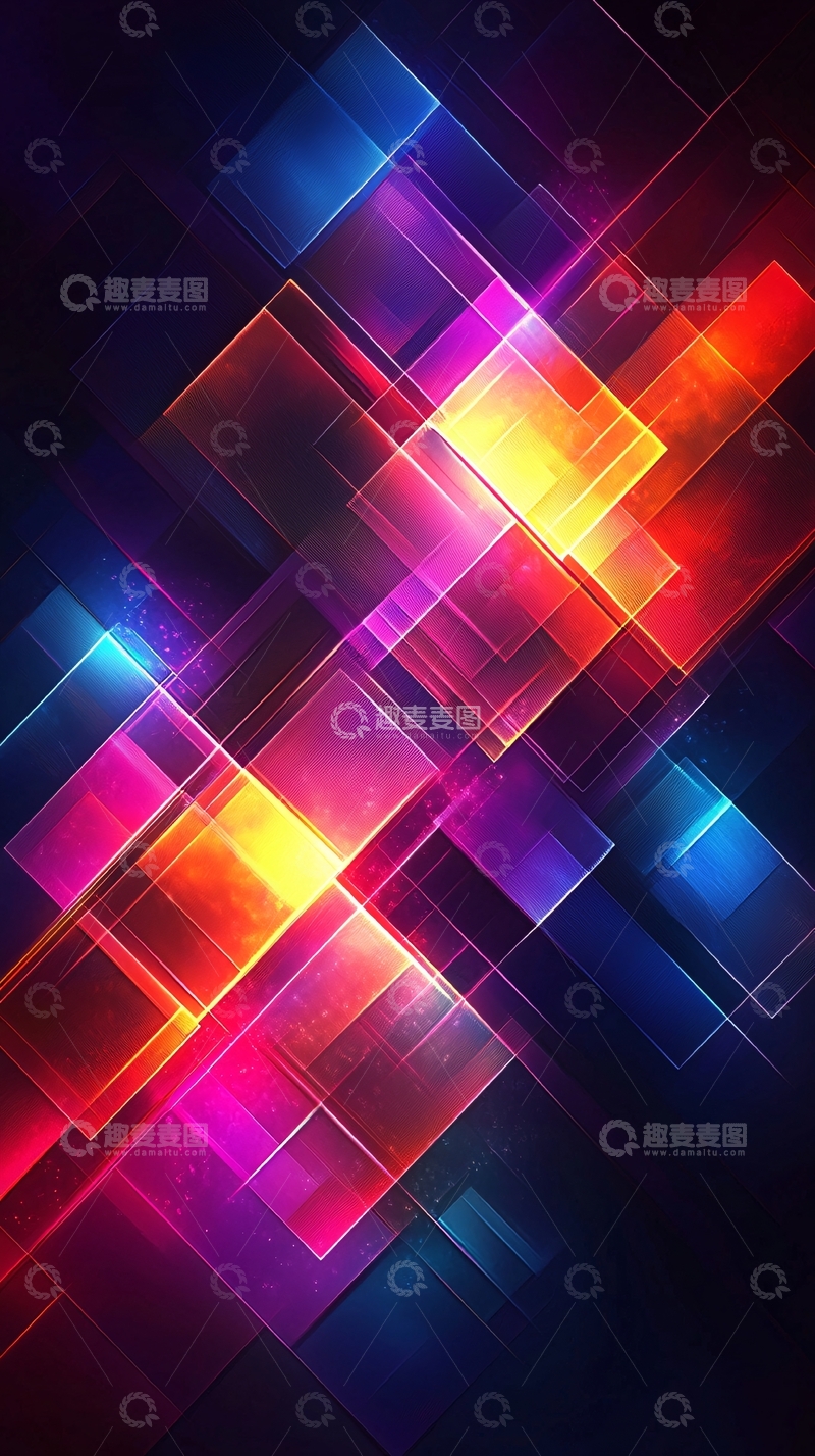 高清大图下载【趣麦麦图】光影交错的彩色方块