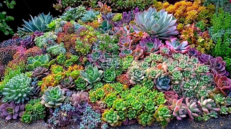 高清大图下载【趣麦麦图】色彩斑斓的多肉植物组合