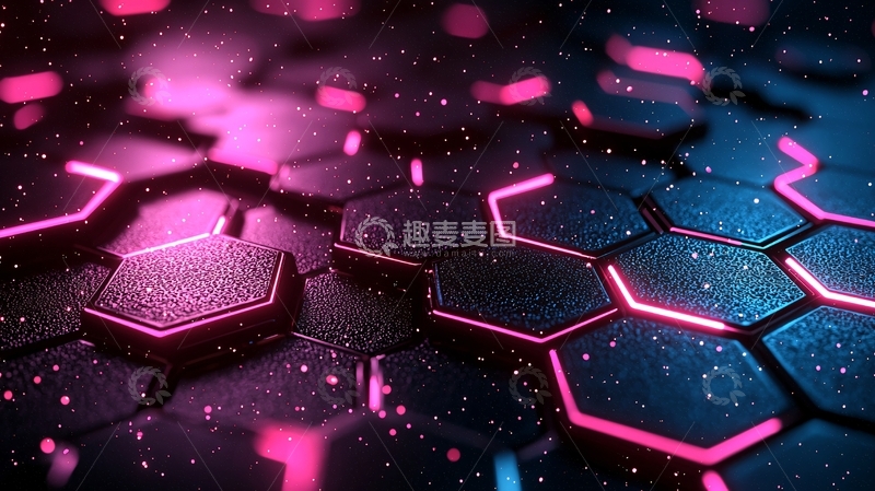 高清大图下载【趣麦麦图】科技感六边形发光背景