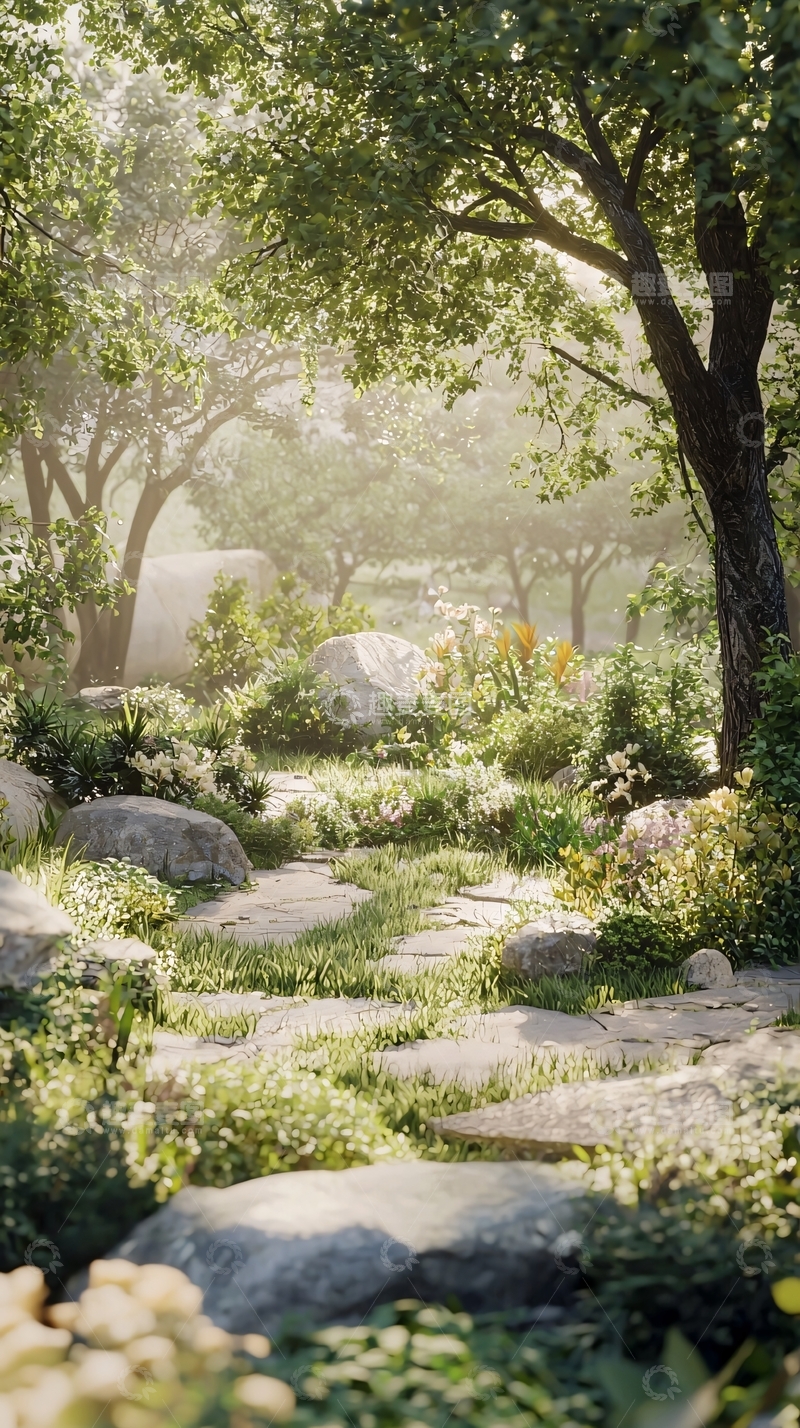 高清大图下载【趣麦麦图】阳光洒落林间小路
