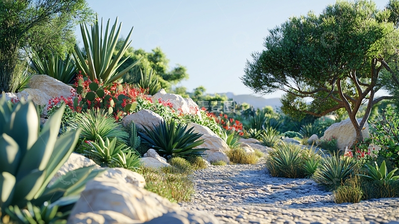 高清大图下载【趣麦麦图】阳光下岩石花园景观