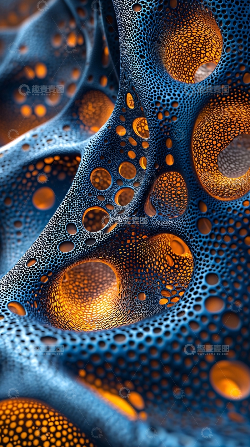 高清大图下载【趣麦麦图】蓝色镂空纹理