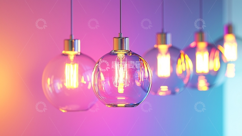高清大图下载【趣麦麦图】彩色玻璃球形吊灯
