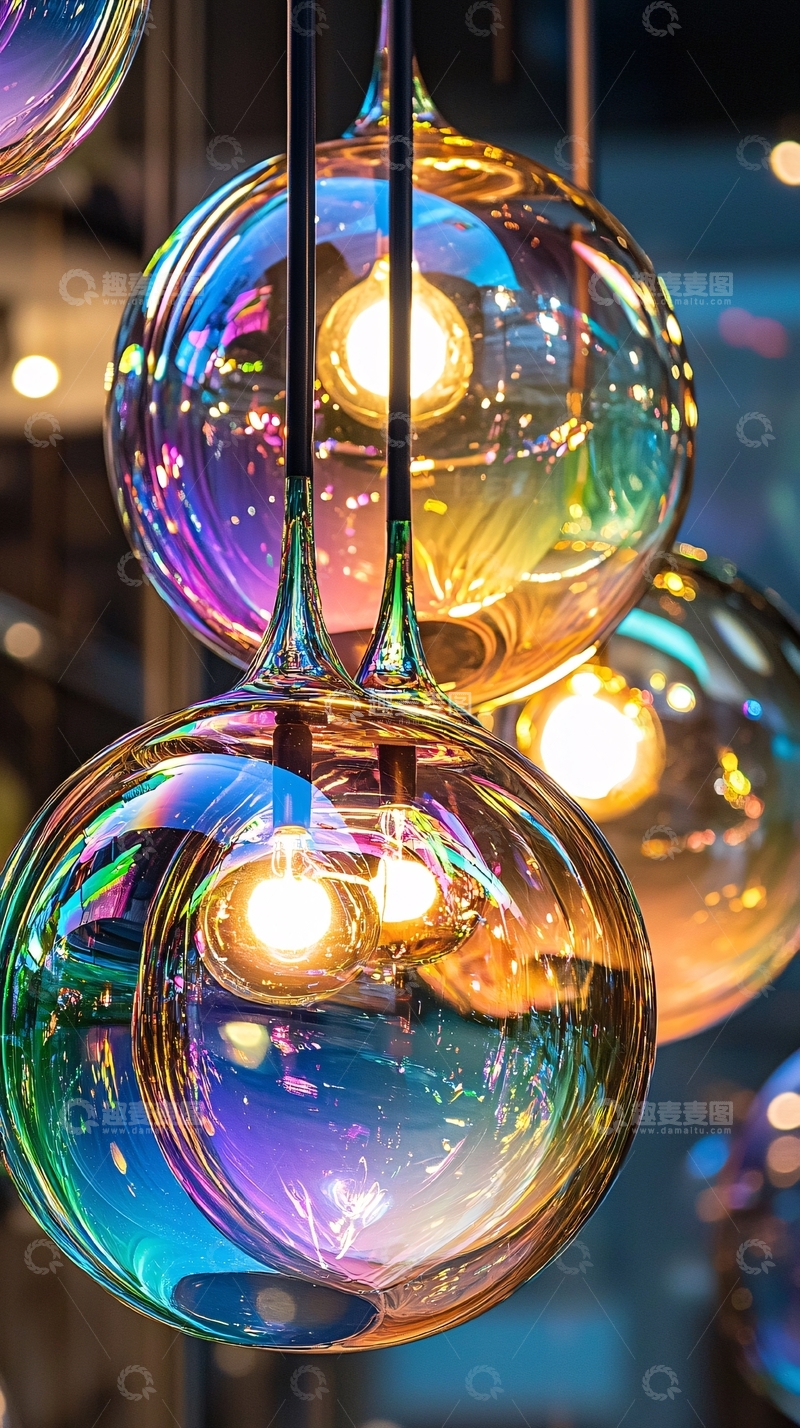 高清大图下载【趣麦麦图】彩虹玻璃球吊灯