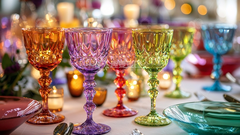 高清大图下载【趣麦麦图】彩色水晶酒杯